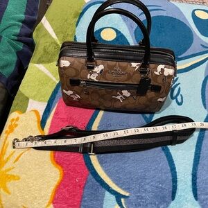 Coach Brown and Black Snoopy Satchel